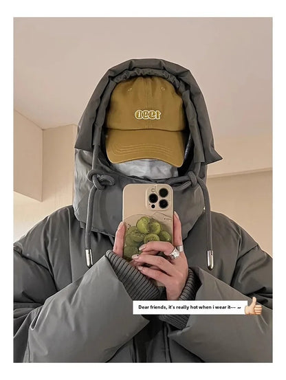 Winter Grey Heart Shaped Short down Cotton Jacket Men Women Couple Bread Style Outerwear Unique Design Sensation Coat