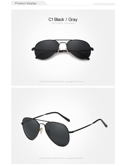 KINGSEVEN Pilot Alloy Men‘s Sunglasses Polarization UV400 Anti-reflection Full Frame Parsnip Glasses Women Retro Luxury Eyewear
