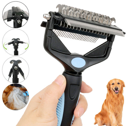 Escova Removedora de Pelos 3 em 1 para Cães e Gatos, Cortador de Nós, Pente para Filhotes, Acessórios de Tosquia para Cães