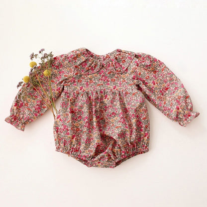 Vintage Floral Baby Girl Romper Spring Baby Girl Clothes For Wedding Party