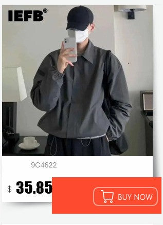 IEFB Korean Style Men's Fashion Tide Woolen Coat Single Breasted Overcoat 2025 Autumn New Stylish Trench Casual Loose Fit 9D1655