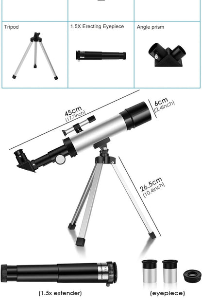 Telescópio Astronômico Profissional de Alta Definição F36050 É O Melhor Presente para Crianças Verem a Lua e as Estrelas