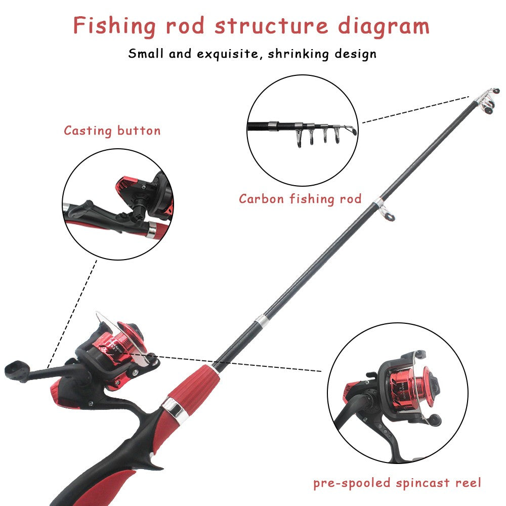 Kids Fishing Pole Set Fishing Rod For Children Child Telescopic Fishing Rods With Spinning Reel Baits Hook Saltwater Freshwater