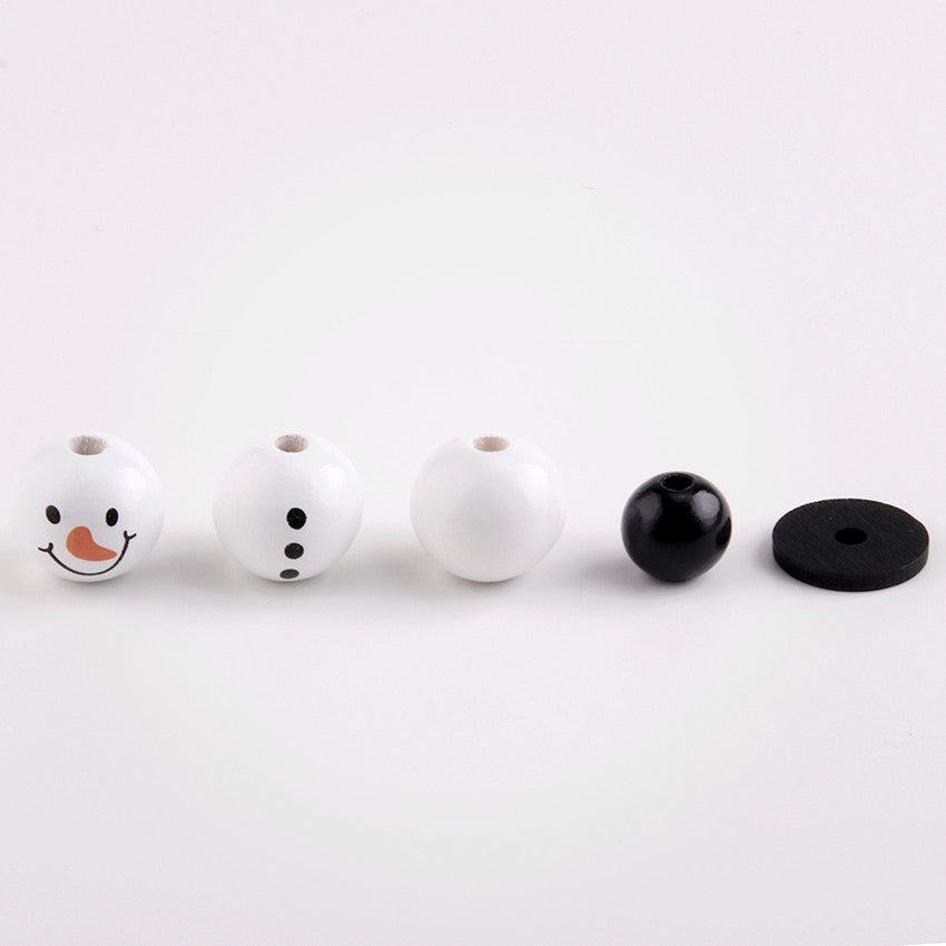 NANA Christmas Snowman Wood Craft Beads Christmas Theme Painted Diy Festive Party Decoration Fashion Custom Craft Accessories