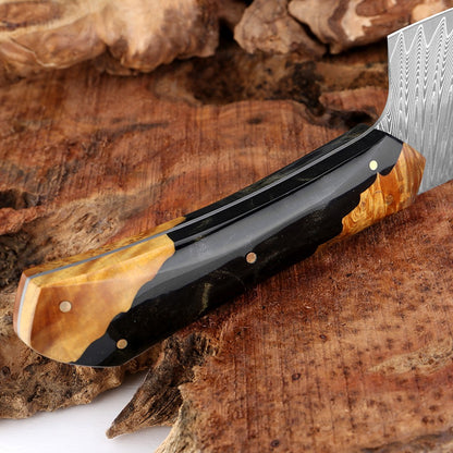 Conjunto de Facas de Chef XITUO Artesanais de Aço Damasco 1-5 peças, Facas de Cozinha Full Tang Extremamente Afiadas Santoku e Faca para Legumes, Cabo Ergonômico