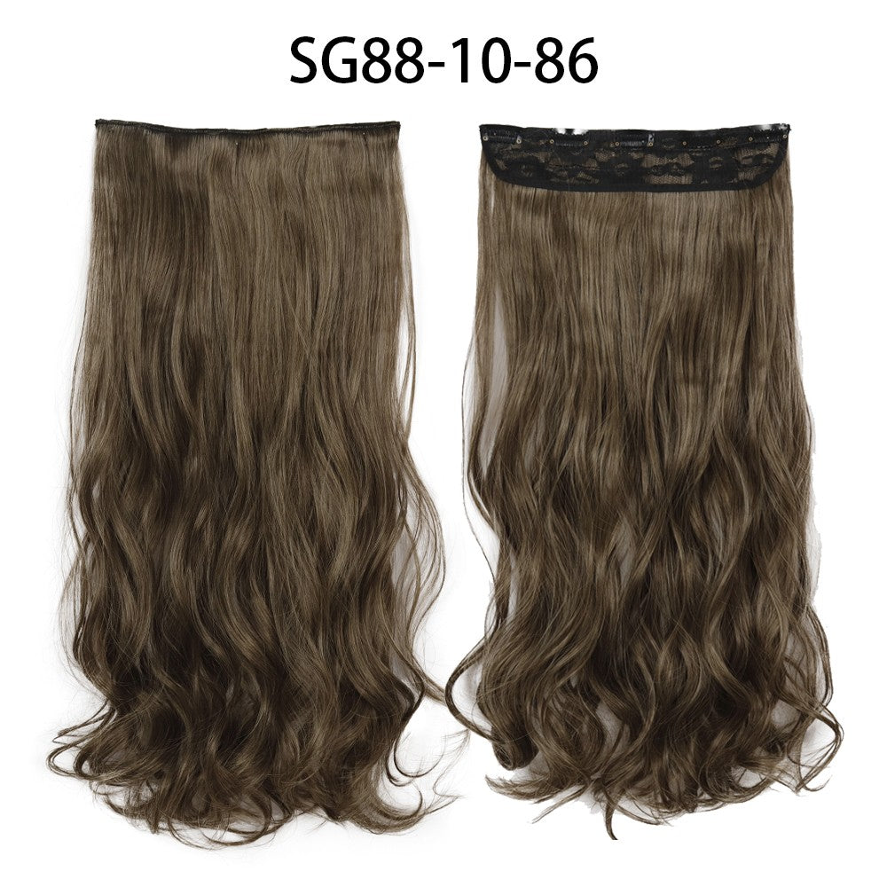 Apliques de Cabelo Sintético Liso Comprido de 5 Clipes 22'' Fibra de Alta Resistência ao Calor Preto Castanho Loiro