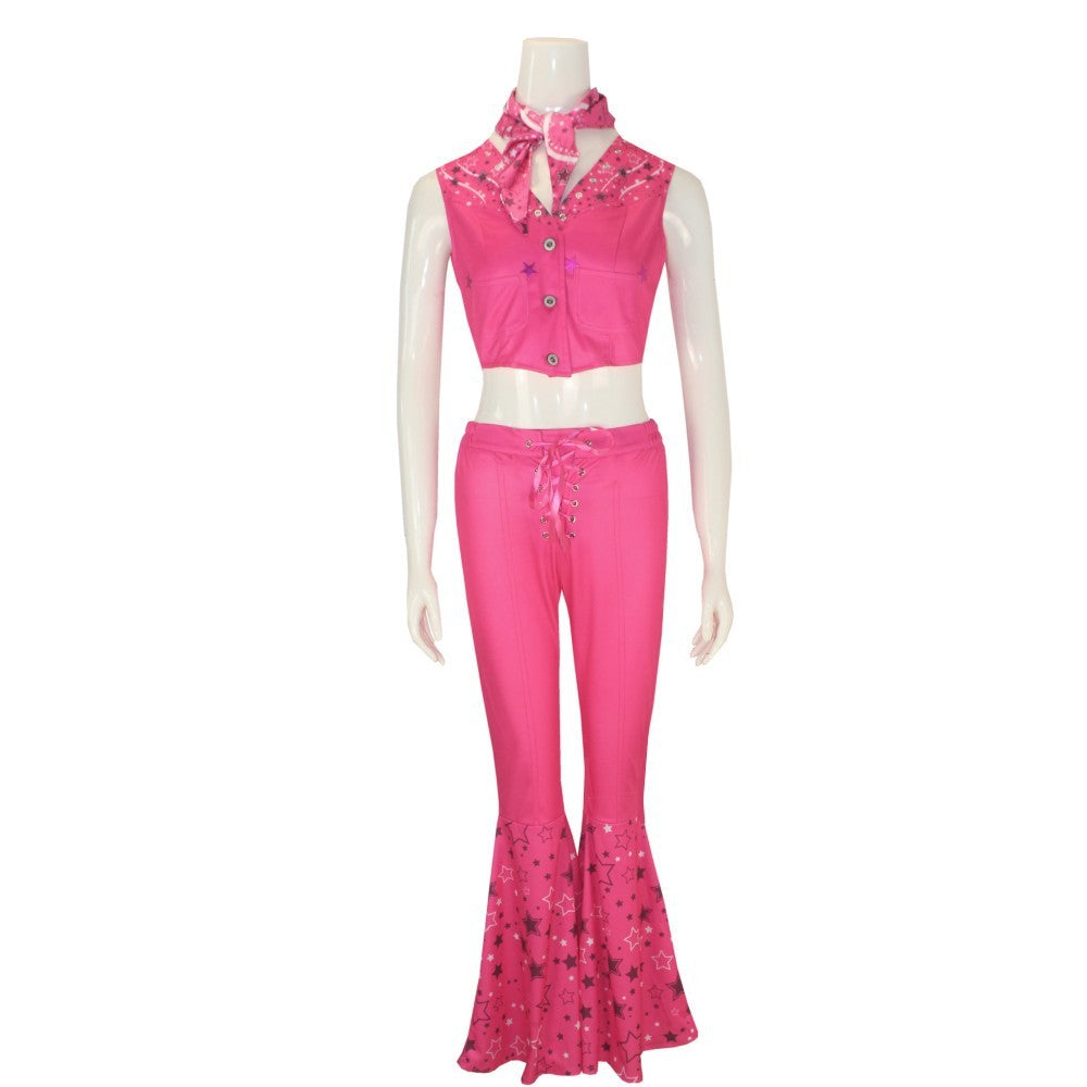 Costume De Cosplay Du Film Ken Pour Adulte, T-shirt Noir, Écharpe Rose, Ensemble Complet, Princesse, Ixde Carnaval D'Halloween