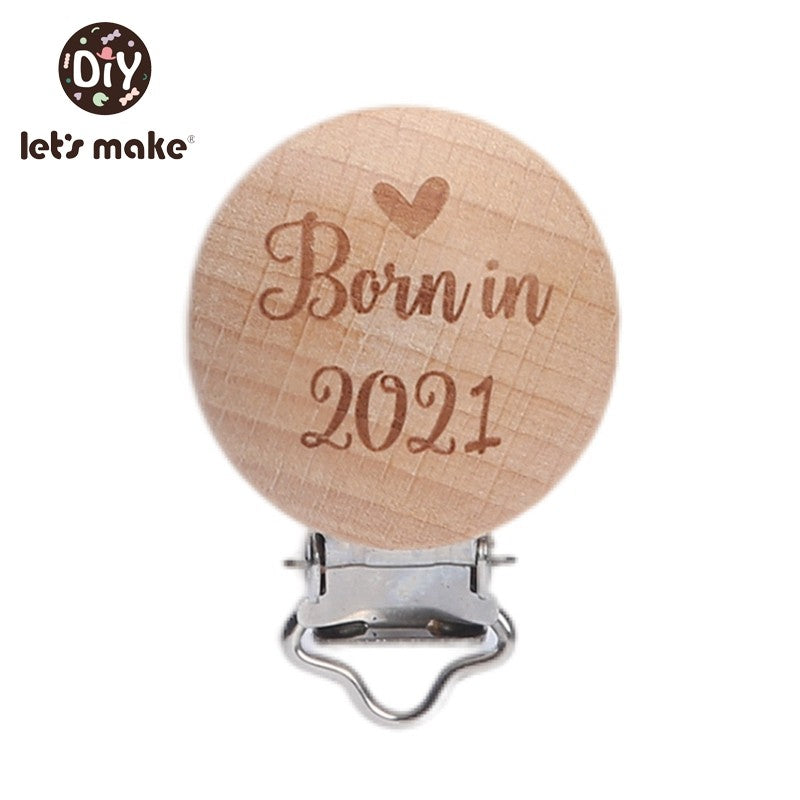 [Sale] Let's Make 5Pcs Baby Teething Beech Wooden Pacifier Chain Clip Baby Food Grade Shape Holder Dummy Clip for DIY Accesories