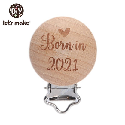 [Sale] Let's Make 5Pcs Baby Teething Beech Wooden Pacifier Chain Clip Baby Food Grade Shape Holder Dummy Clip for DIY Accesories