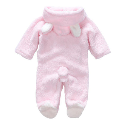Winter Newborn Baby Plush Bodysuit Jumpsuit Cartoon Hoodies Boy Girl Romper Twins Clothes Korean version 0-12M