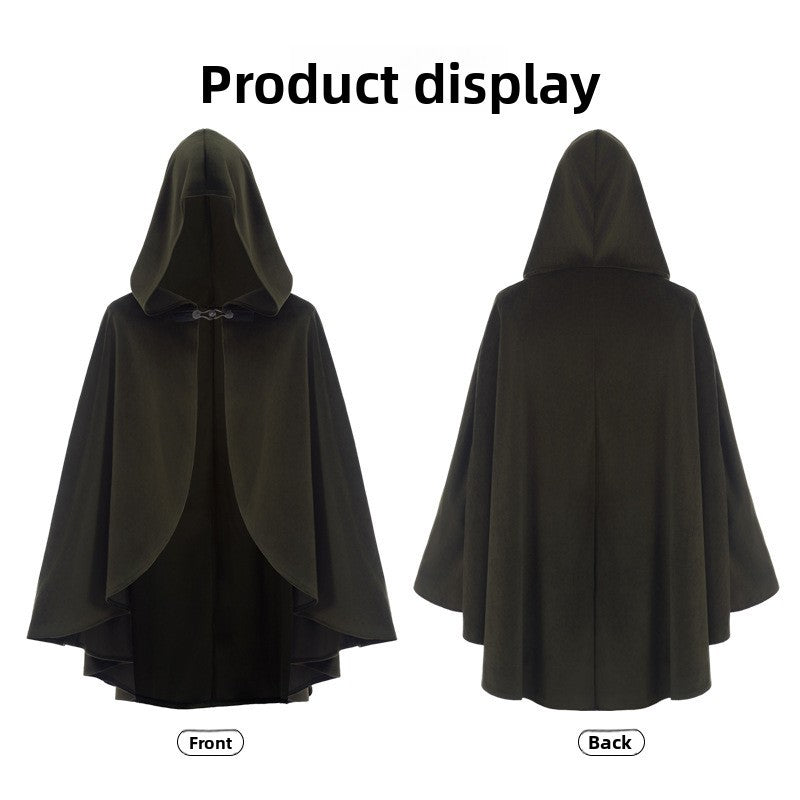 Medieval Retro Hooded Cloak Halloween Grim Reaper Wizard Cosplay Cloak Versatile Costume Accessory Cosplay Costume for Women Men