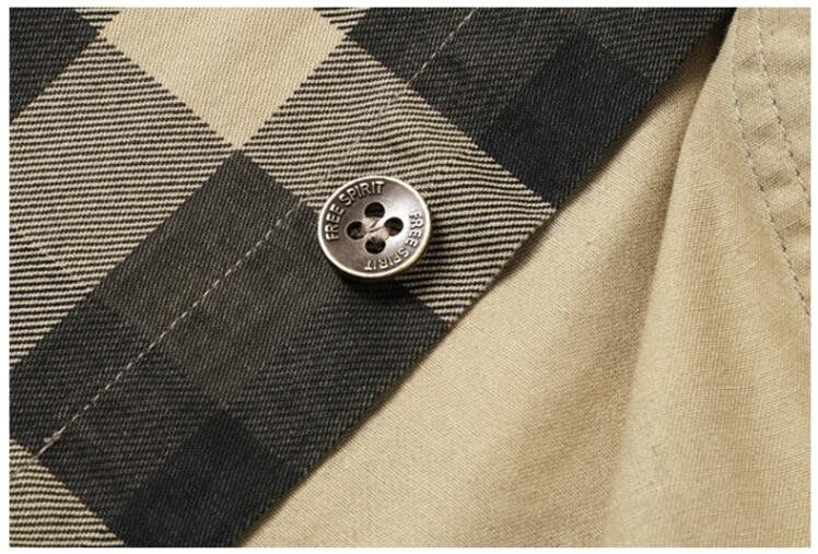 Quality Men Outdoor Long-sleeved Multi-pockets Plaid Shirts New Spring Male Cotton Loose Tooling Shirts Quality Man Cargo Shirts