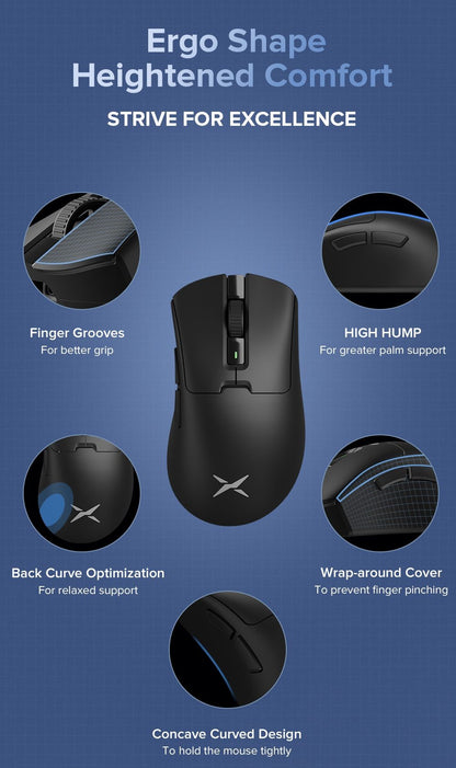 Mouse Gamer Sem Fio Delux M900PRO Ergonômico Taxa de Polling 8K PAW3395 63g Dock de Carregamento Magnético RGB para PC Gamer com Mão Grande Direita