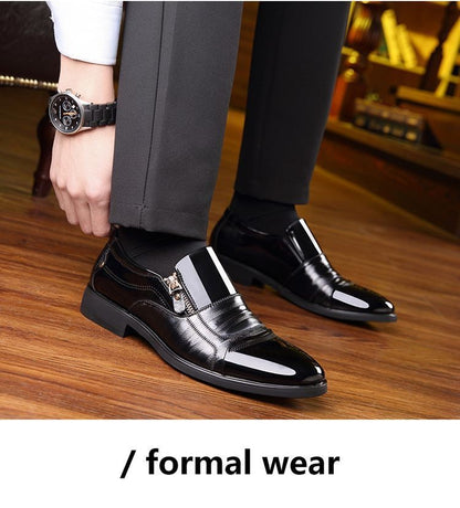 New autumn men's leather shoes Sharp pointed outdoor anti slip flat Fashion Business Zipper Footwear Casual comfort male shoes
