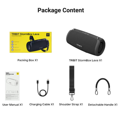 TRIBIT StormBox Lava 80W Caixa de Som Bluetooth Portátil com Powerbank Integrado, Controle por Aplicativo, IP67 à Prova D'água para Uso Externo, Acampamento, Festas