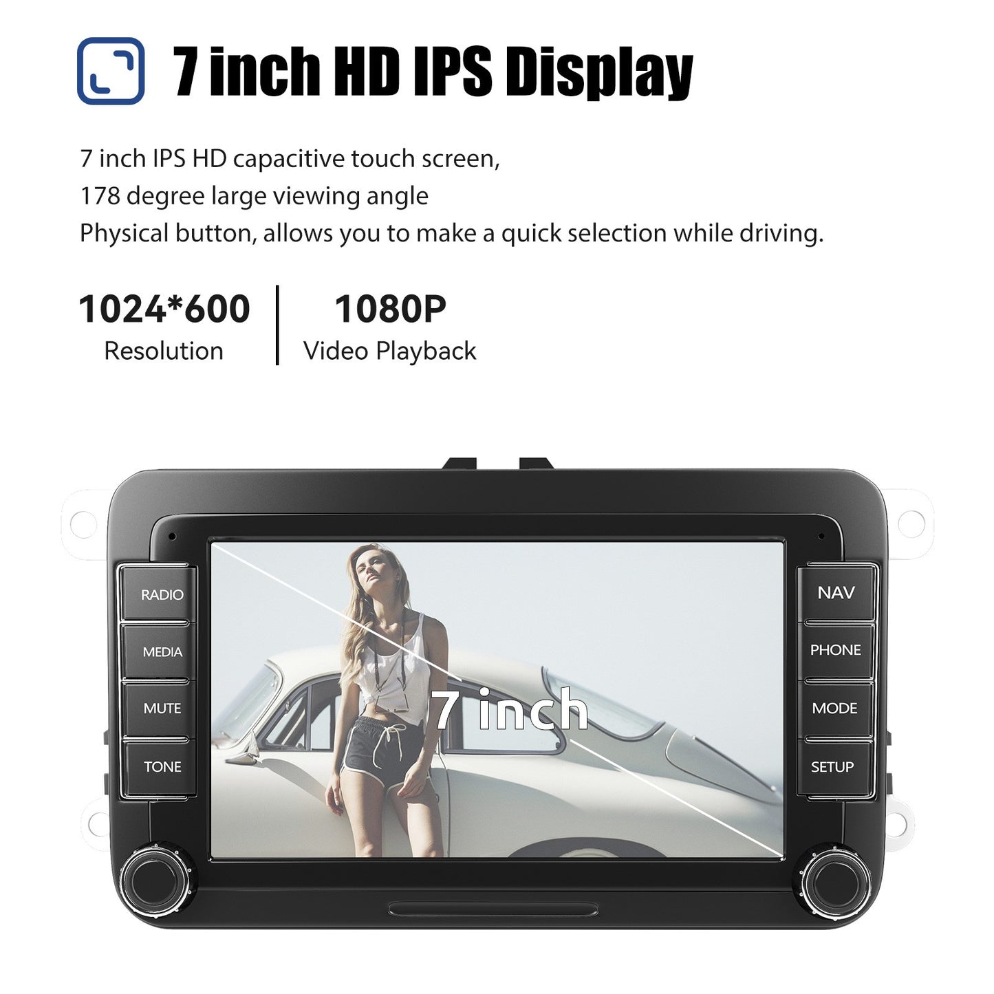 ESSGOO 7" Android 14 4G+64G Apple Carplay Som Automotivo GPS NAVI WIFI RDS FM BT para VW Golf 5 6 Passat Polo Touran Tiguan Caddy EOS