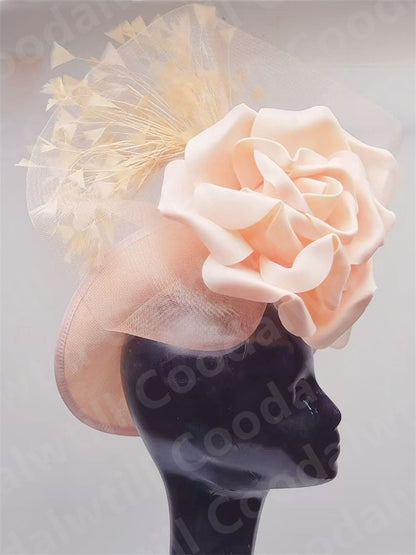 Big Flower Wedding Fascinator Hat Women Formal Party Tea Headpiece Ladies Cocktail Church Chapeau Cap Headband Woman Millinery