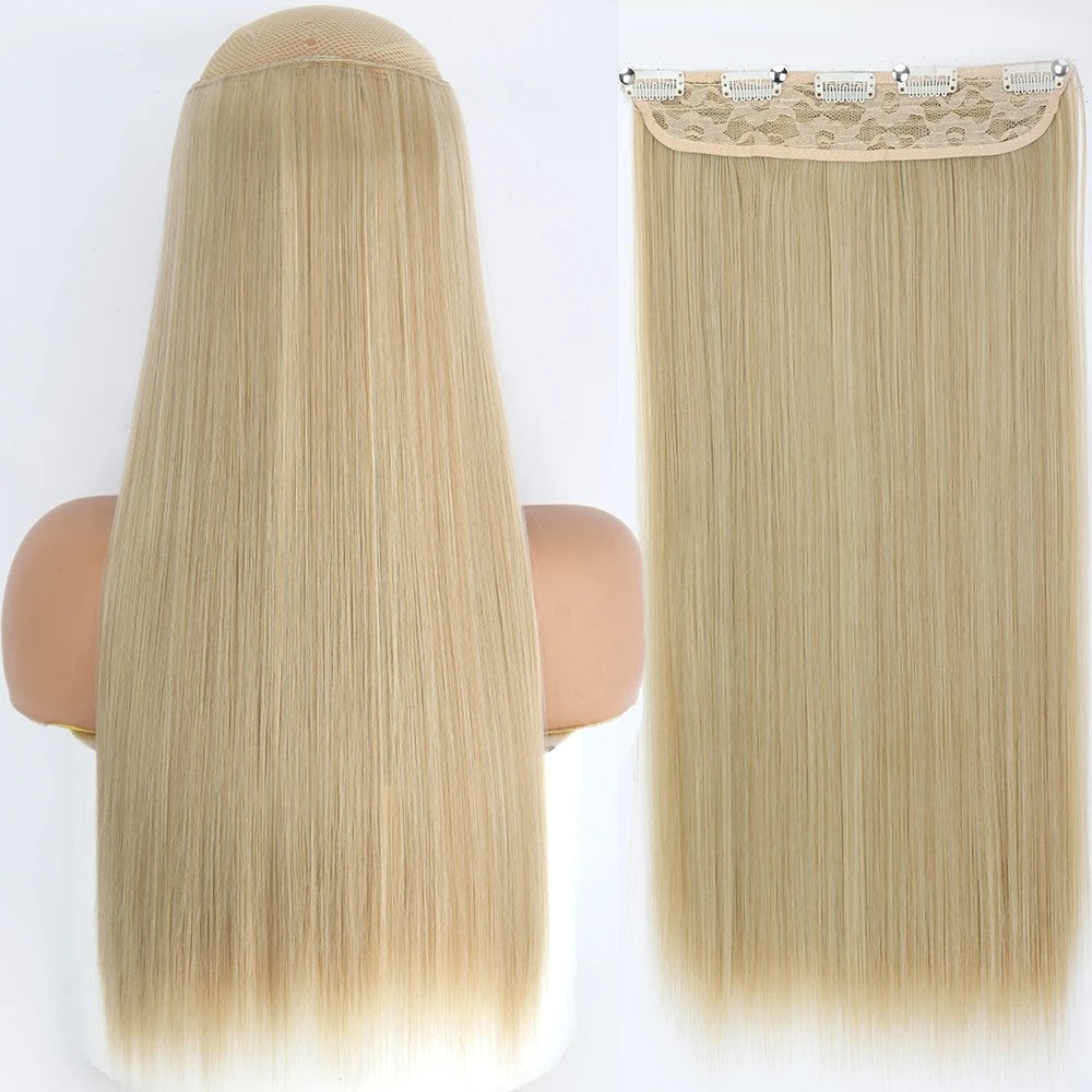 Extensão de Cabelo Liso Comprido de Fibra Sintética Resistente ao Calor com 5 Clipes 22"32" Preto Castanho Loiro