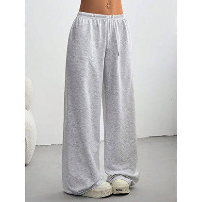 Fashionable Women's Loose Wide Leg Pants Elastic Waist Drawstring Casual Sports Slimming Long Trousers Cross-Border Independent