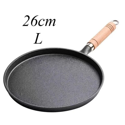 Frigideira de Ferro Fundido 26cm, Antiaderente sem Revestimento, para Ovos, Panquecas, Crepes, Bife, Fogão a Gás e Indução, Utensílio de Cozinha