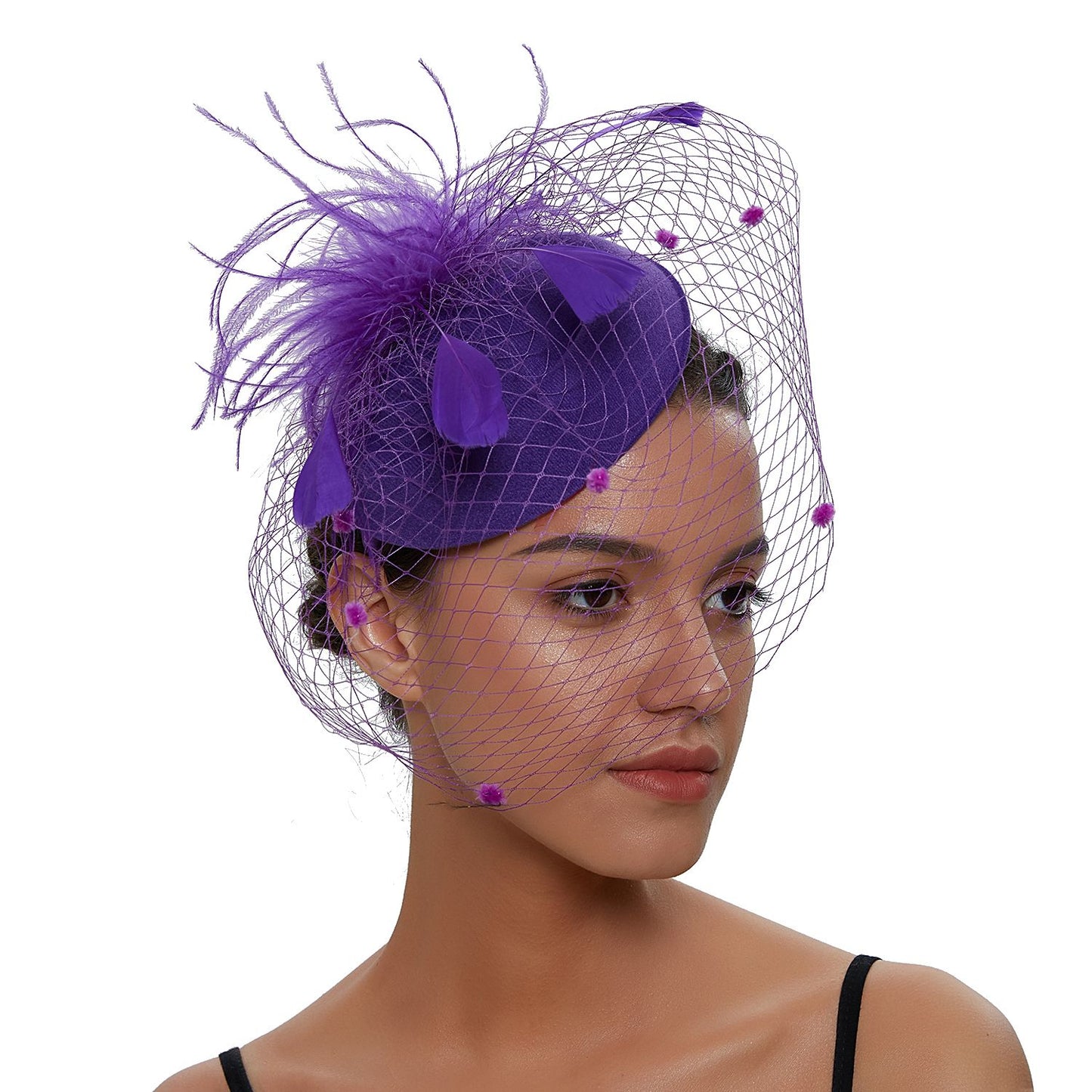 Fascinator Hat Veil Feather Fascinator Hair Clip Tea Party Pillbox Derby Hat Fascinator Bridal Wedding Veil