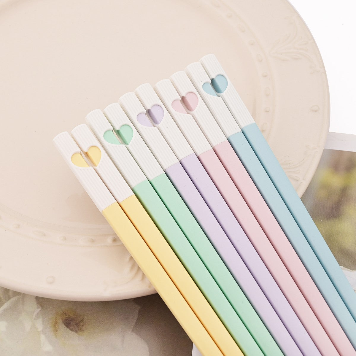 Novos Hashis Coreanos para Sushi 5 Pares Hashis de Amor Reutilizáveis de Liga Antiderrapantes para Dividir Refeições Hashis Utensílios de Cozinha para Jantar em Festas