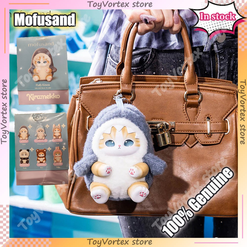 In Stock Genuine Mofusand Cat Series Vinyl Shark Cat Surprised Box Toy Ornaments Surprised Blind Box Bag Plush Keychain Doll