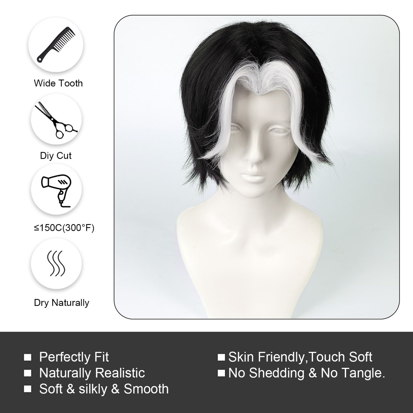 30cm Branco Destaques Curta Peruca Cosplay Curta Prata Homens Mulheres Cabelo Anime Perucas Sintéticas Resistentes ao Calor