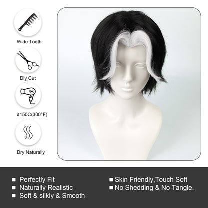 30cm Branco Destaques Curta Peruca Cosplay Curta Prata Homens Mulheres Cabelo Anime Perucas Sintéticas Resistentes ao Calor