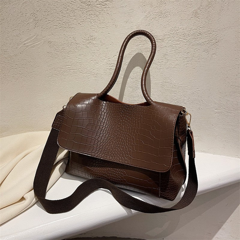 Crocodile Pattern Crossbody Bag For Women Black Shoulder Bag Brand Designer Women Bags Luxury PU Leather Flap Messenger Handbag