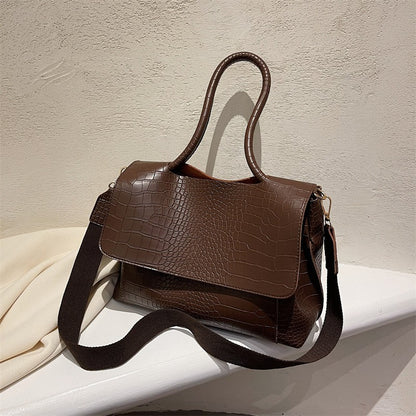 Crocodile Pattern Crossbody Bag For Women Black Shoulder Bag Brand Designer Women Bags Luxury PU Leather Flap Messenger Handbag