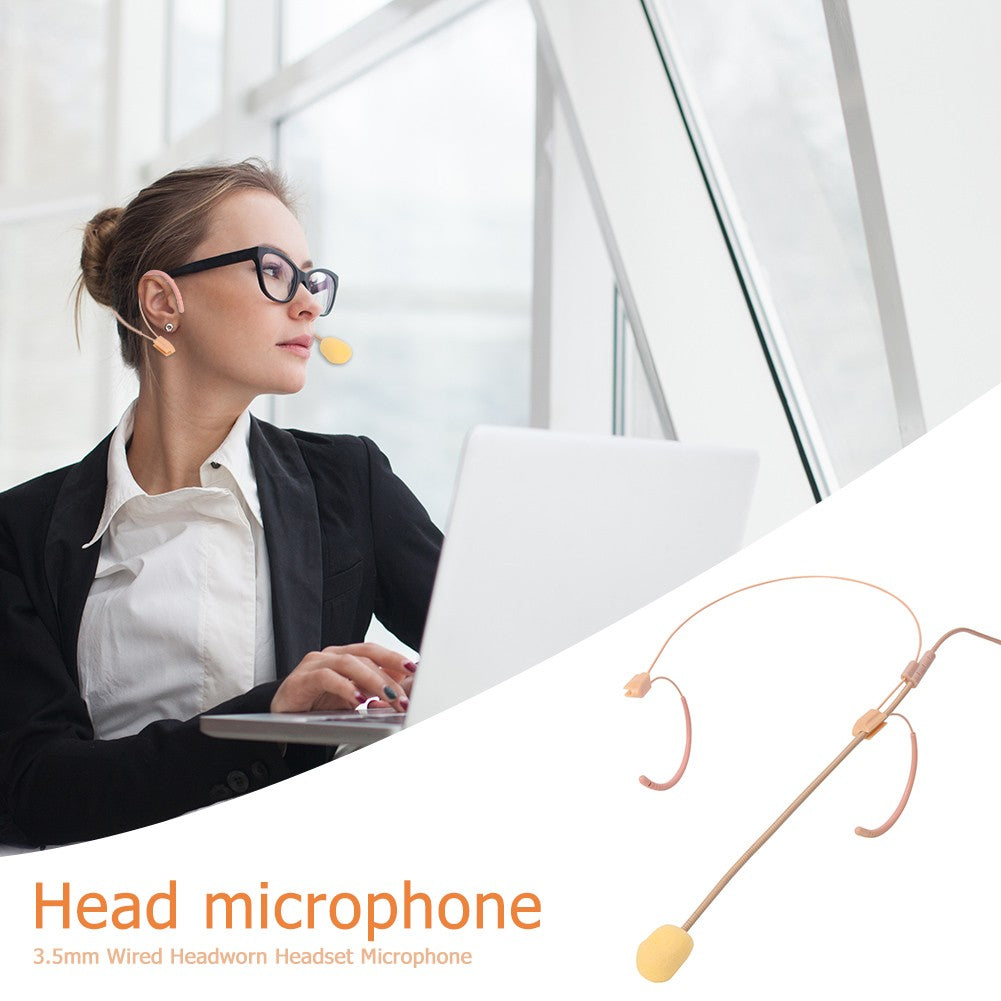 Microfone Condensador com Fio de 3,5 mm para Uso na Cabeça com Cancelamento de Ruído para Transmissor Bodypack Sem Fio Headset Mini Microfone