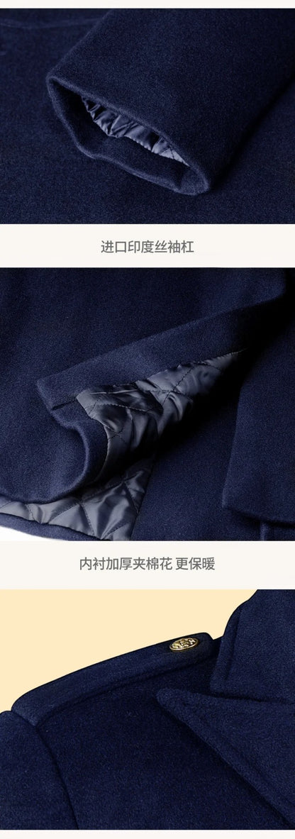 Airline Pilot Men's Woolen Long Jacket Thickened Cotton Wool Blend Trend Coat Air Company Captain Property Concierge Overcoat