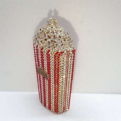 XIYUAN Popcorn Crystal Clutch Bags MINI Metal Box Minaudiere Purses Wedding Party Dinner Handbags Rhinestone Clutches Bags Gift