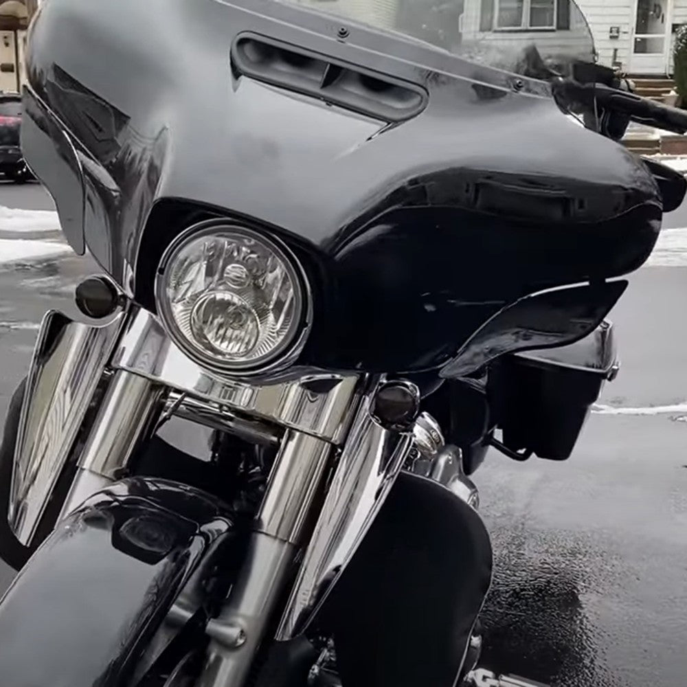 Defletores de vento de montagem de garfo dianteiro cromado para motocicleta, carenagem de para-brisa para Harley Touring Road King Street Glide CVO 1995-2021 19