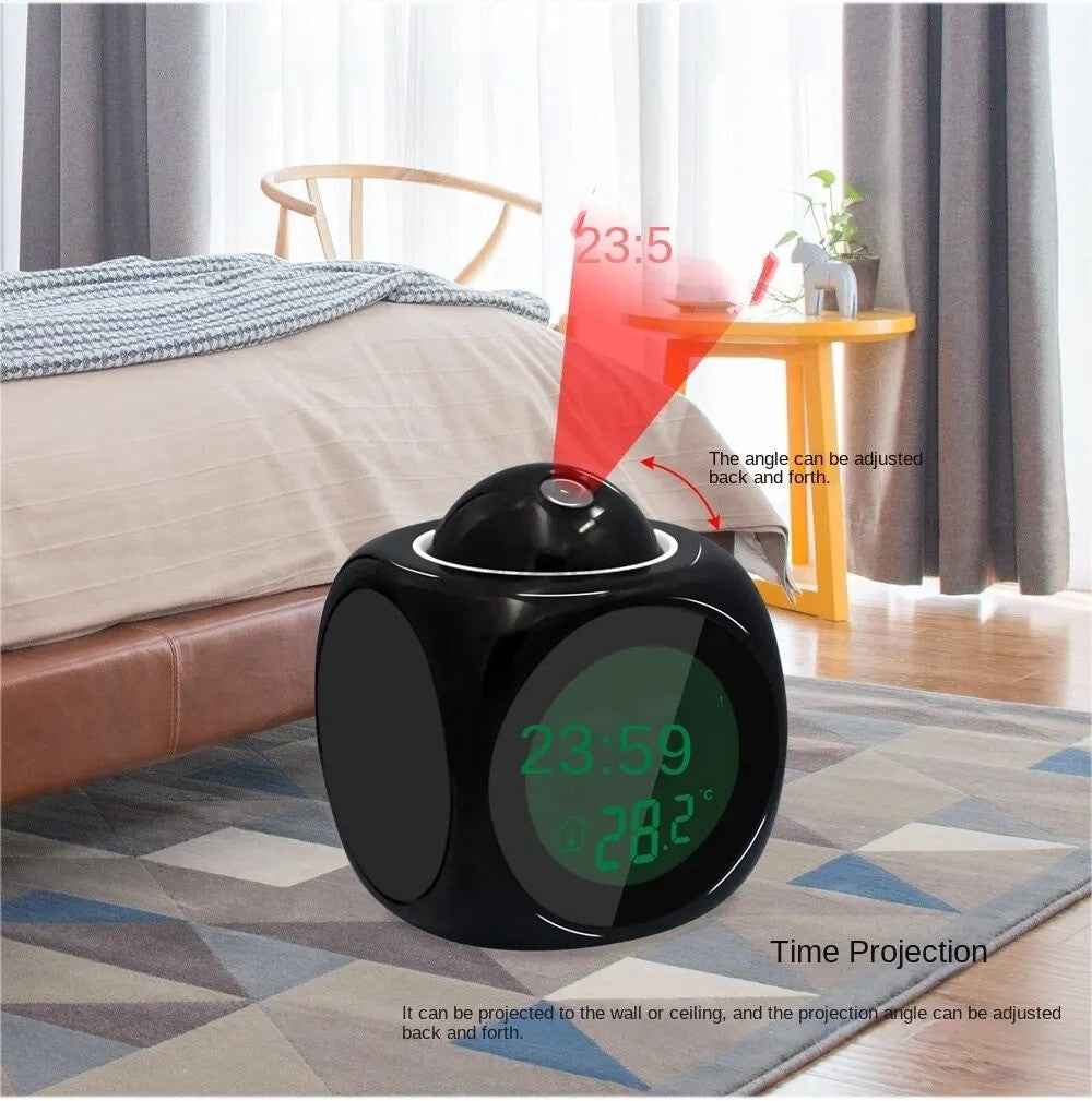 1PCProjection Alarm Clock Ceiling Display Snooze Desk Table Clock Voice Multifunction Digital Projection Clock Temperature Displ