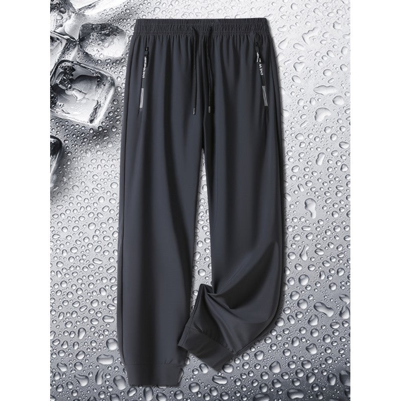Calça Jogging Masculina de Verão Duas Cores Respirável Elástica Esportiva com Zíper Calça Jogger Masculina Reta para Pesca Academia