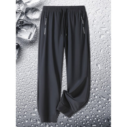 Calça Jogging Masculina de Verão Duas Cores Respirável Elástica Esportiva com Zíper Calça Jogger Masculina Reta para Pesca Academia