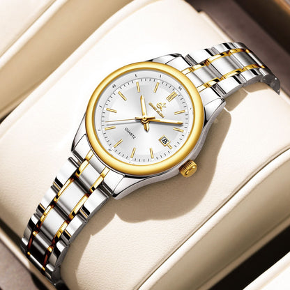 ERNIE KLEIN Women’s Watch Luxury Gold Watch OriginalDate Week Stainless Steel Waterproof Luminous Elegant Dress Ladies' Watches