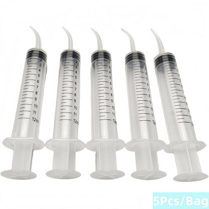 NIGF 5 Peças Seringa de Irrigação Dentária de Plástico Descartável com Ponta Curva para Limpeza e Injeção Dental