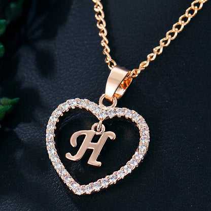 Customizable Love Pendant Necklace with Zircon 26 Letter Initial Jewelry for Men And Women