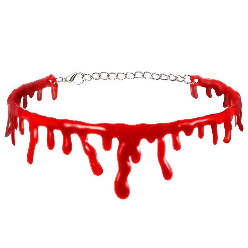 Halloween Decoration Horror Blooddrop Necklace Fake Blood Vampire Fancy Bloody Necklace Female Necklace Fear Blooddrop Necklace