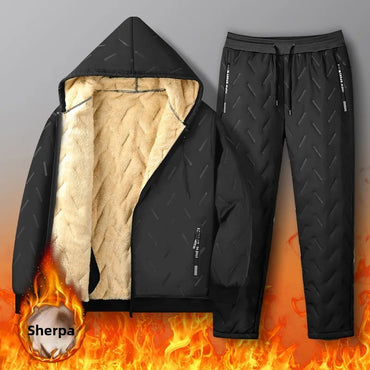 Men's Winter Lamb Velvet Jacket Fleece Lined Cotton Suit Hooded Loose plus Size Warm Cotton Coat Thermal Cotton Clothing