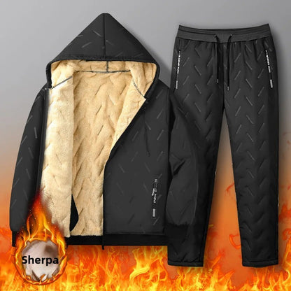 Men's Winter Lamb Velvet Jacket Fleece Lined Cotton Suit Hooded Loose plus Size Warm Cotton Coat Thermal Cotton Clothing