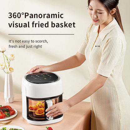 Fritadeira Elétrica Inteligente, Forno de Convecção de Grande Capacidade, Fritadeira Sem Óleo, Cozinha, Assado 360°, Janela Visível, Eletrodoméstico
