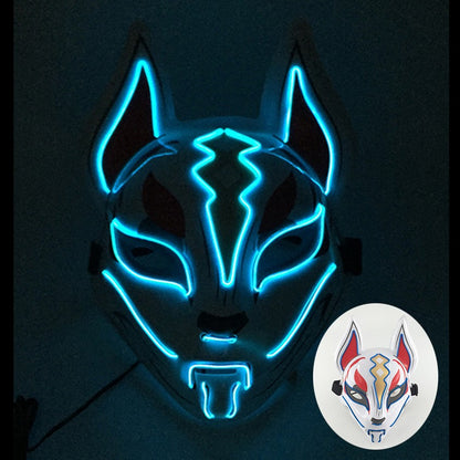 Cool Neon Light up Fox Mask Men Luminous Disguise Masks Glow in the Dark Cosplay Costume Trick or Treat Decoration