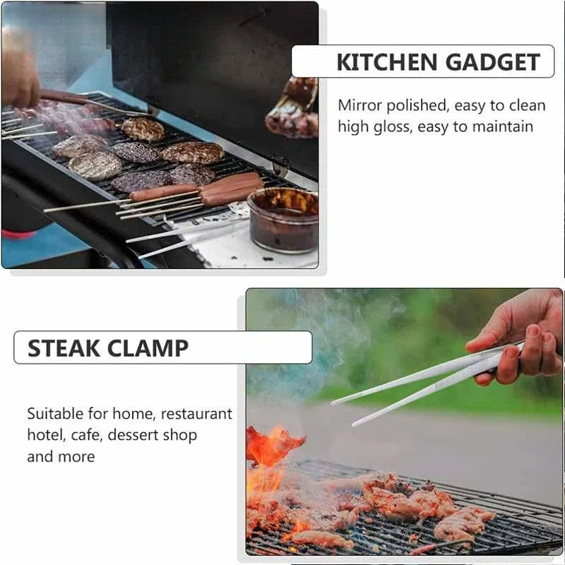 Pinça Multiuso para Churrasco, Pinça de Alimentos, Pegador de Alimentos, Utensílios de Cozinha, Pinça de Churrasco de Aço Inoxidável, Pinça para Buffet e Churrasco