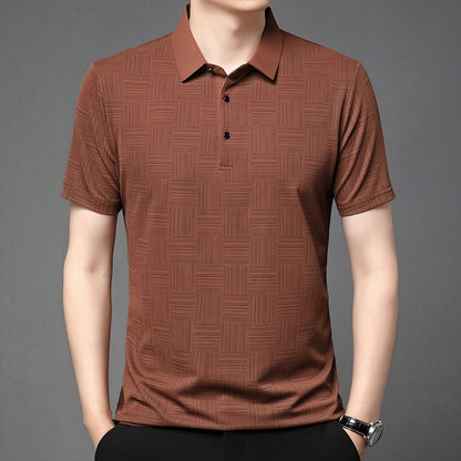 2024 Men's New Printed Business Casual Short sleeved POLO Shirt Fashion Short sleeved Comfortable and Breathable Top