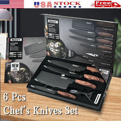 Conjunto de Facas de Cozinha MDHAND Faca de Aço Inoxidável, Conjunto de Utensílios de Cozinha de 6 Peças, Faca de Frutas, Ferramentas Essenciais de Culinária para Restaurantes