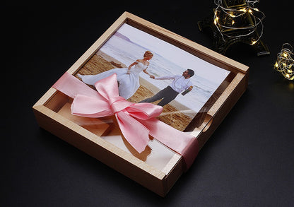 JASTER Álbum de Fotos de Nogueira com Bordo, USB de Madeira + Caixa, Pen Drive de 128 GB 64 GB, Disco U, Fotografia, Presente de Casamento, Logotipo Personalizado Gratuito